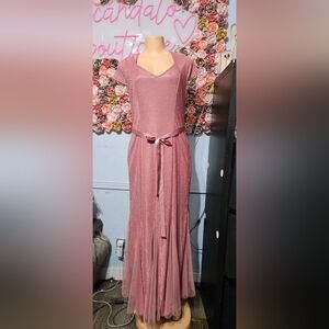 Ella Rose Glitter Maxi Dress with Satin Waist Tie